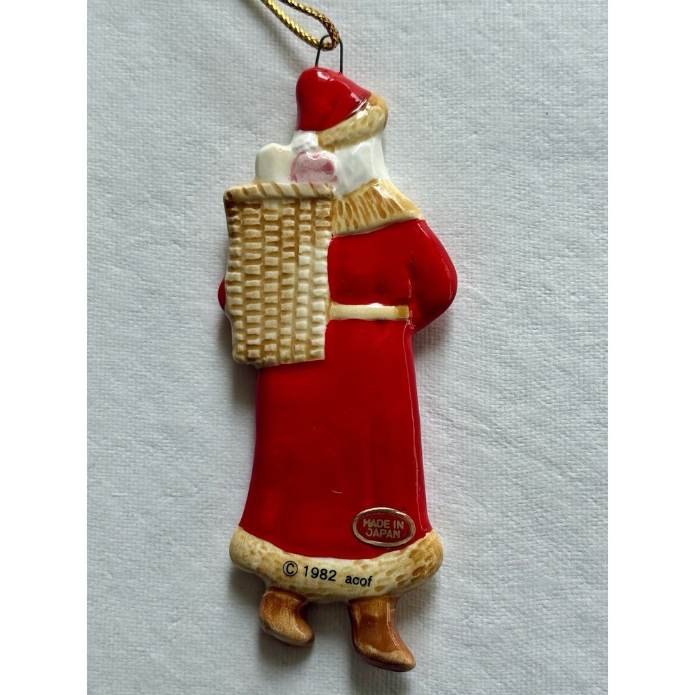 VINTAGE 1982 A COMPANY OF FRIENDS Ceramic Victorian Santa Ornaments Set of 3 NEW - Picture 9 of 14